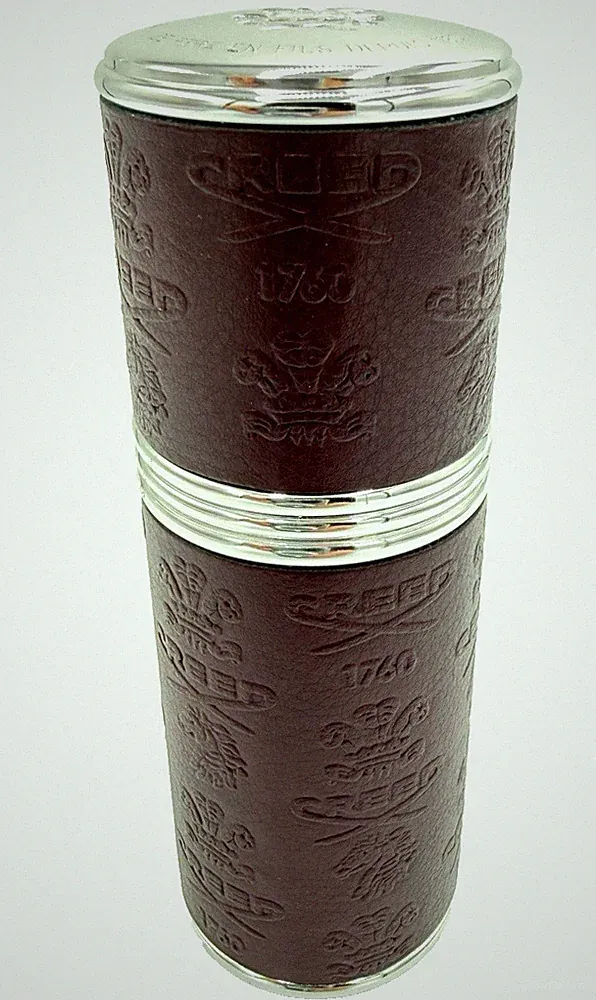 Creed 50ml Deluxe Atomizer Silver/Purple Plum Leather Refillable Pocket Spray