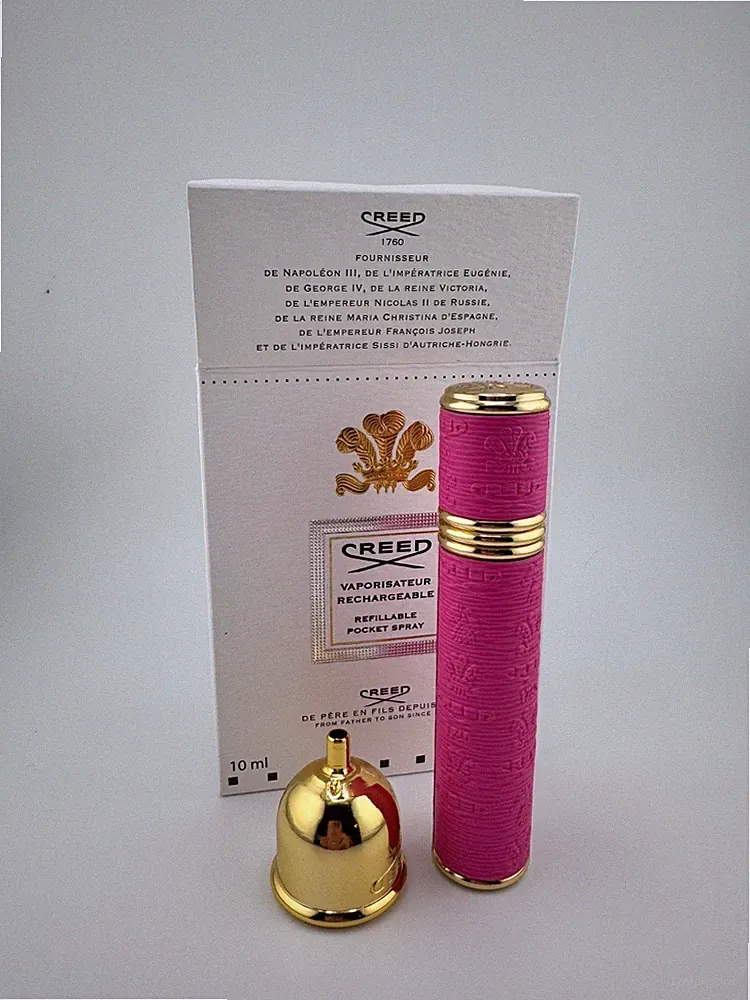 ✨Creed Vaporisateur Rechargeable, Refillable Pocket Spray, 10ml Gold/Pink Neon